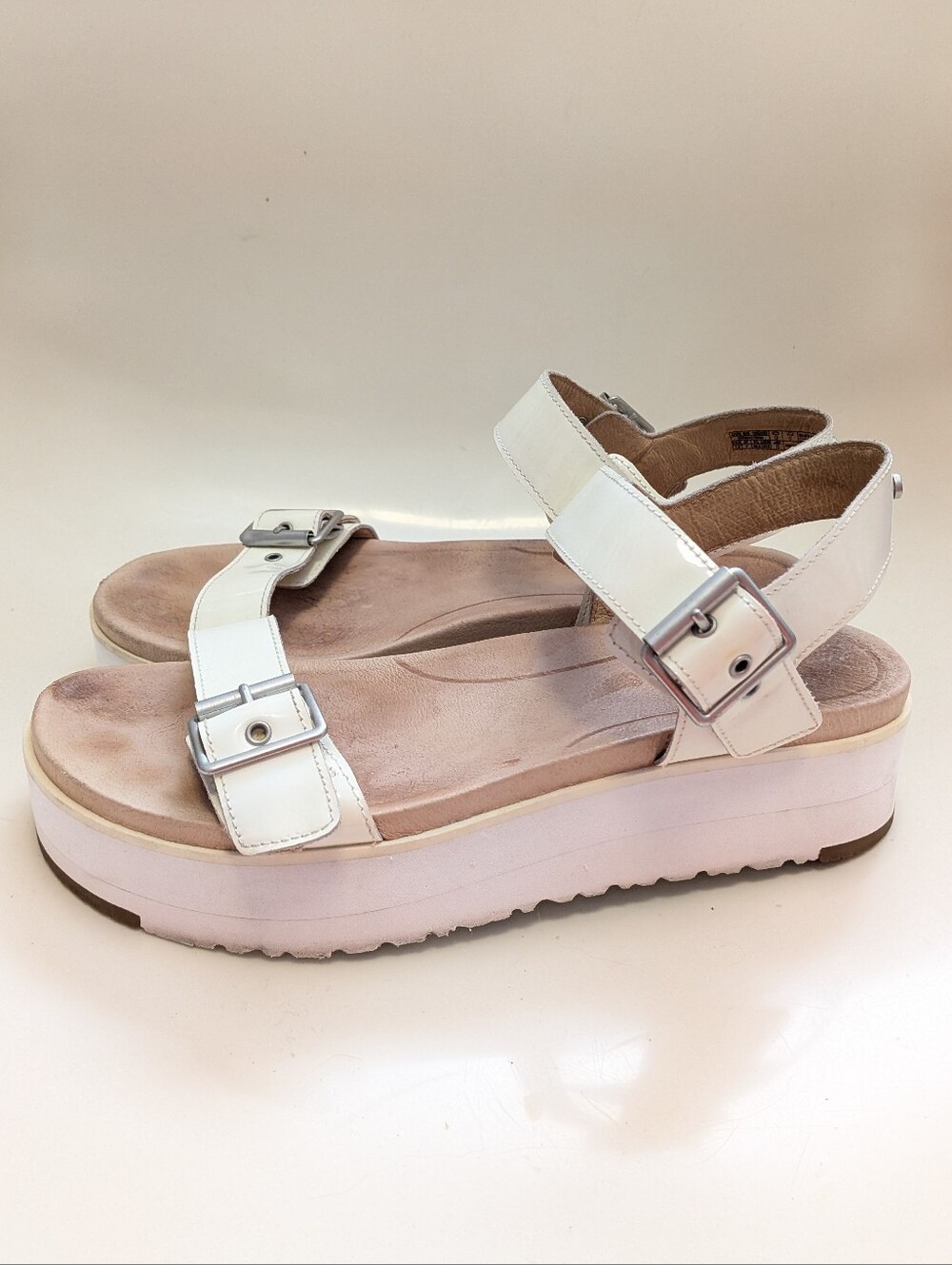 UGG White Platform Buckle Sandals